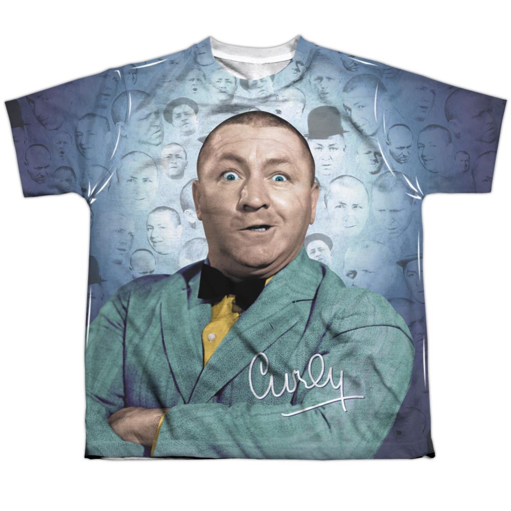 Three Stooges Curly Heads Youth Regular Fit Poly Short-Sleeve T-Shirt