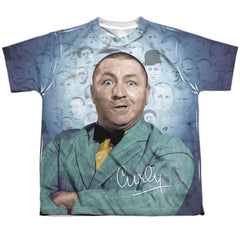 Three Stooges Curly Heads Youth Regular Fit Poly Short-Sleeve T-Shirt