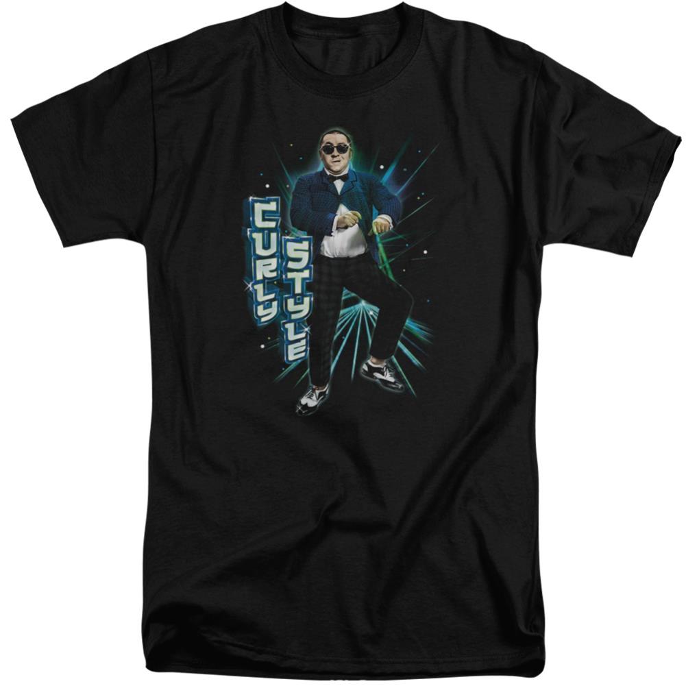 Three Stooges Curly Style Men's 18/1 Tall Cotton Short-Sleeve T-Shirt