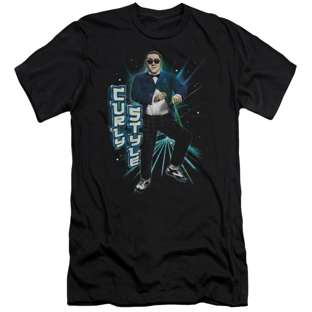 Three Stooges Curly Style Men's Ultra-Soft 30/1 Cotton Slim Short-Sleeve T-Shirt