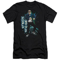 Three Stooges Curly Style Men's Ultra-Soft 30/1 Cotton Slim Short-Sleeve T-Shirt