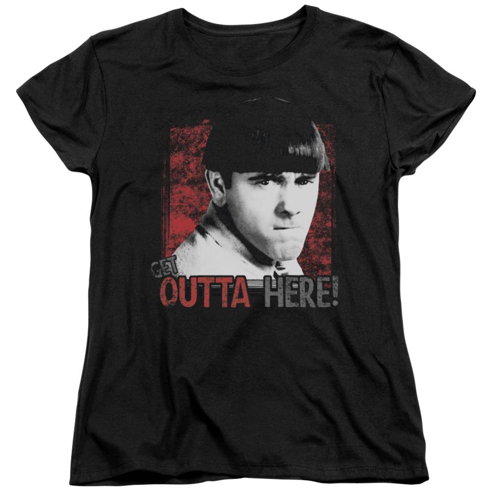Three Stooges Get Outta Here Women's 18/1 Cotton Short-Sleeve T-Shirt