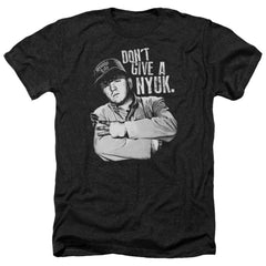 Three Stooges Give A Nyuk Men's 30/1 Heather 60 40 Poly Short-Sleeve T-Shirt