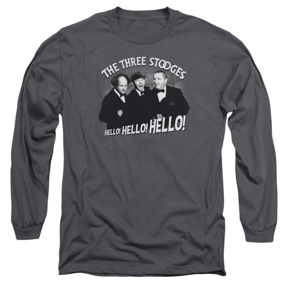 Three Stooges Hello Again Men's 18/1 Cotton Long-Sleeve T-Shirt
