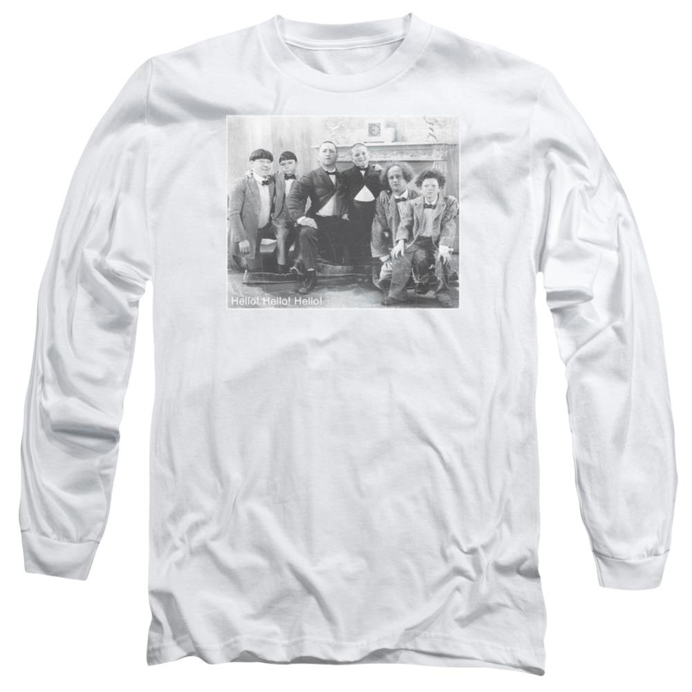 Three Stooges Hello Men's 18/1 Cotton Long-Sleeve T-Shirt