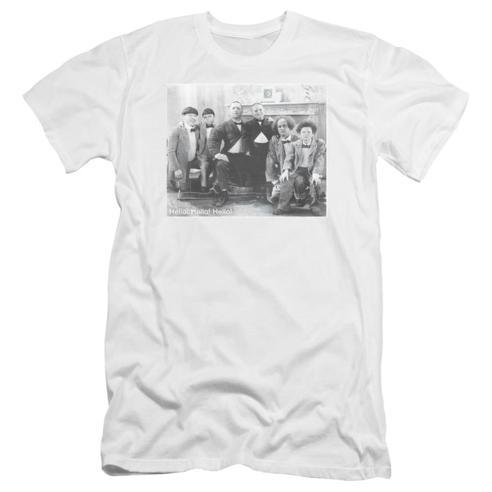 Three Stooges Hello Men's Ultra-Soft 30/1 Cotton Slim Short-Sleeve T-Shirt
