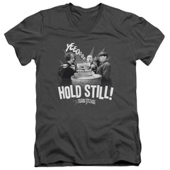 Three Stooges Hold Still Men's 30/1 Cotton Slim V-Neck T-Shirt