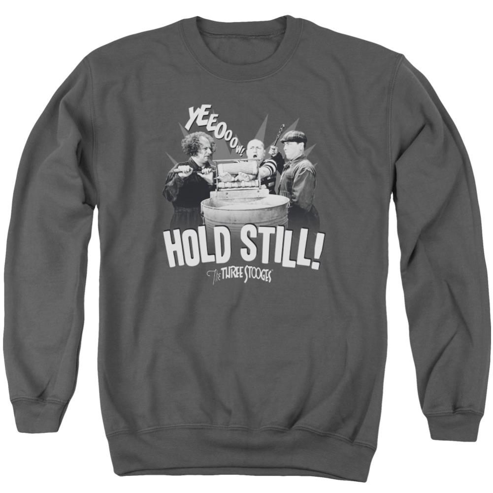 Three Stooges Hold Still Men's Crewneck 50 50 Poly Long-Sleeve T-Shirt