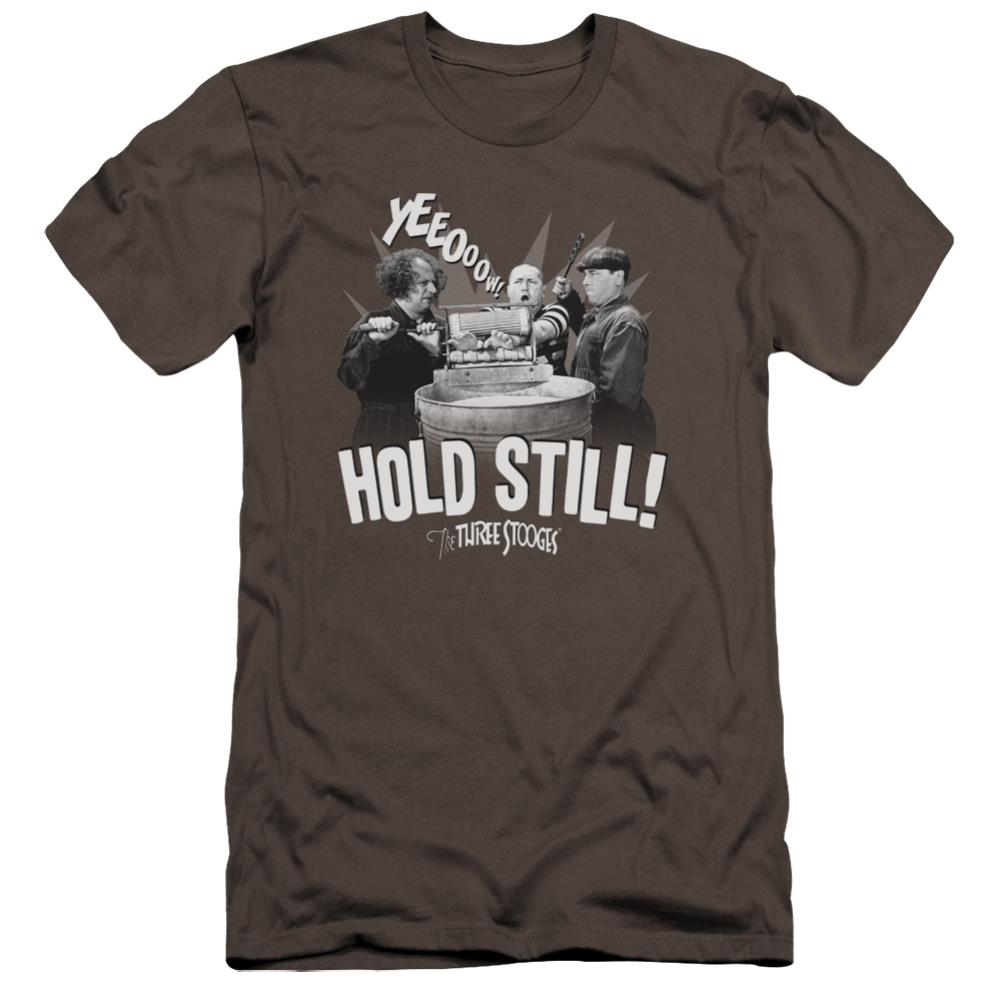 Three Stooges Hold Still Men's Ultra-Soft 30/1 Cotton Slim Short-Sleeve T-Shirt