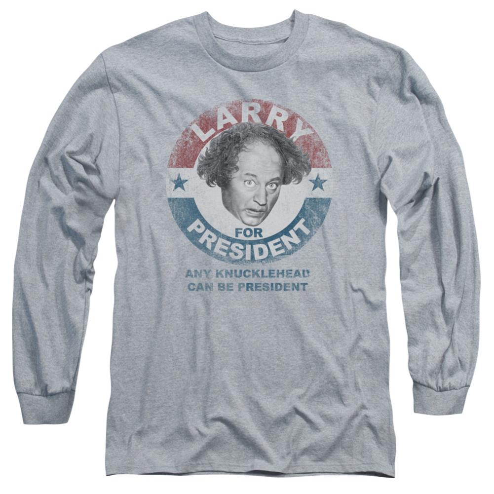 Three Stooges Larry For President Men's 18/1 Cotton Long-Sleeve T-Shirt