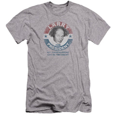 Three Stooges Larry For President Men's Ultra-Soft 30/1 Cotton Slim Short-Sleeve T-Shirt