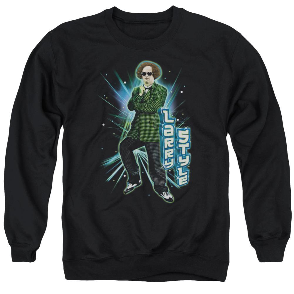 Three Stooges Larry Style Men's Crewneck 50 50 Poly Long-Sleeve T-Shirt
