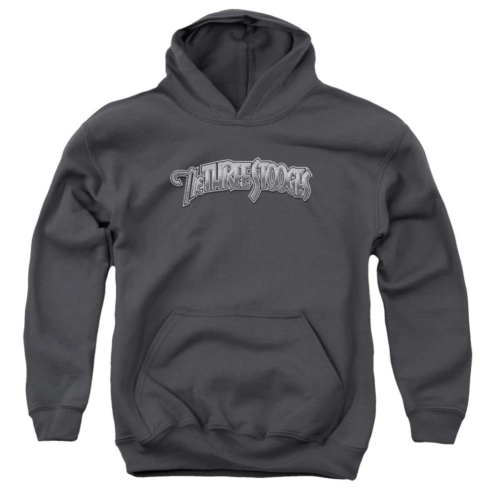 Three Stooges Metallic Logo Youth Cotton Poly Pull-Over Hoodie