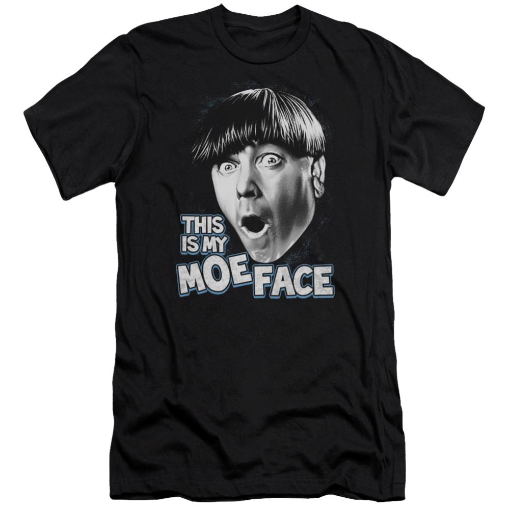 Three Stooges Moe Face Men's Ultra-Soft 30/1 Cotton Slim Short-Sleeve T-Shirt