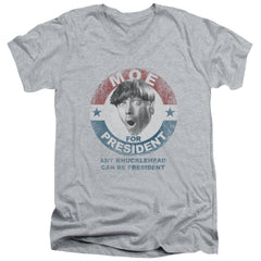 Three Stooges Moe For President Men's 30/1 Cotton Slim V-Neck T-Shirt