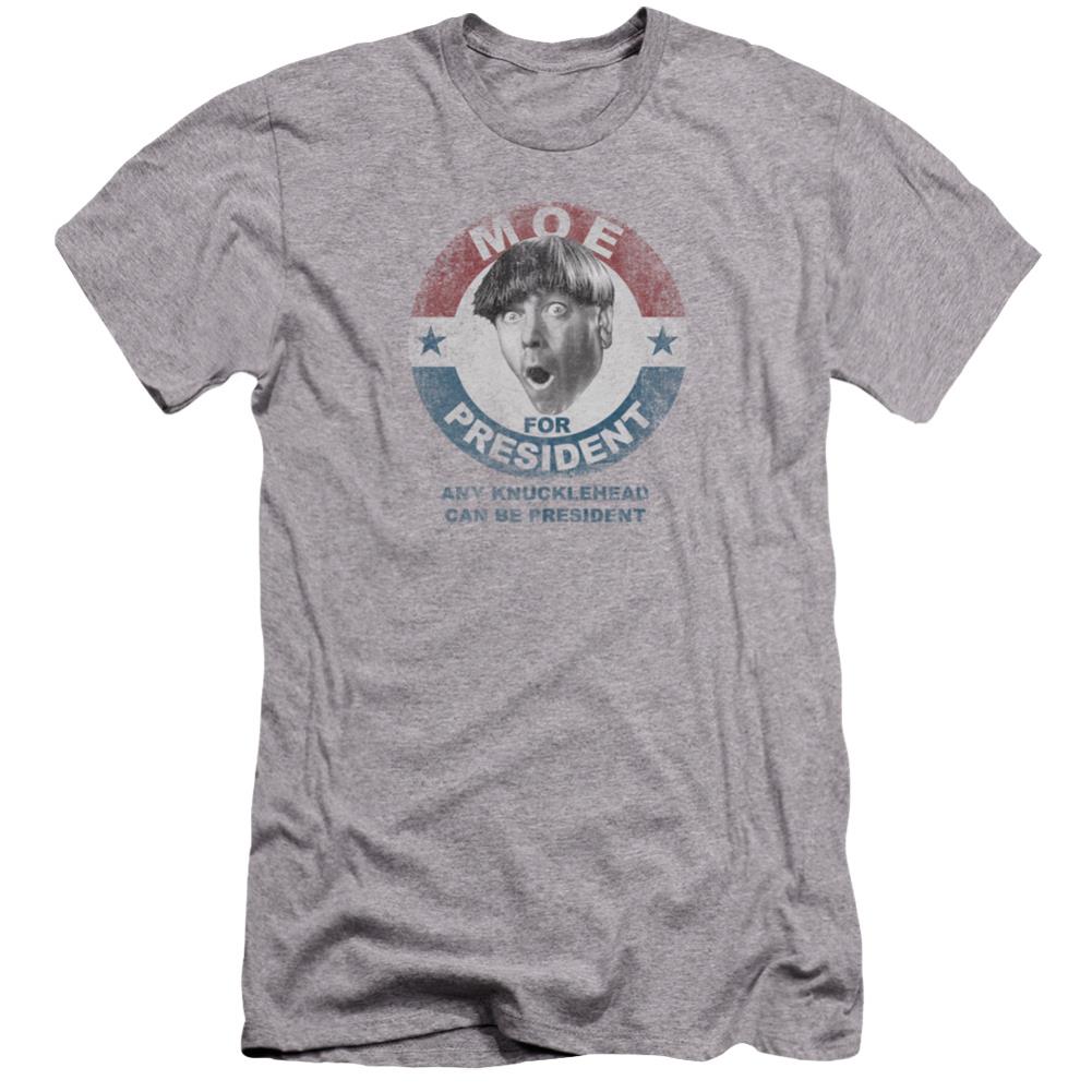 Three Stooges Moe For President Men's Ultra-Soft 30/1 Cotton Slim Short-Sleeve T-Shirt