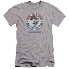 Three Stooges Moe For President Men's Ultra-Soft 30/1 Cotton Slim Short-Sleeve T-Shirt