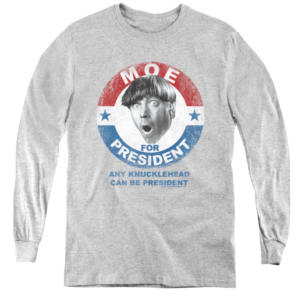 Three Stooges Moe For President Youth Long-Sleeve T-Shirt