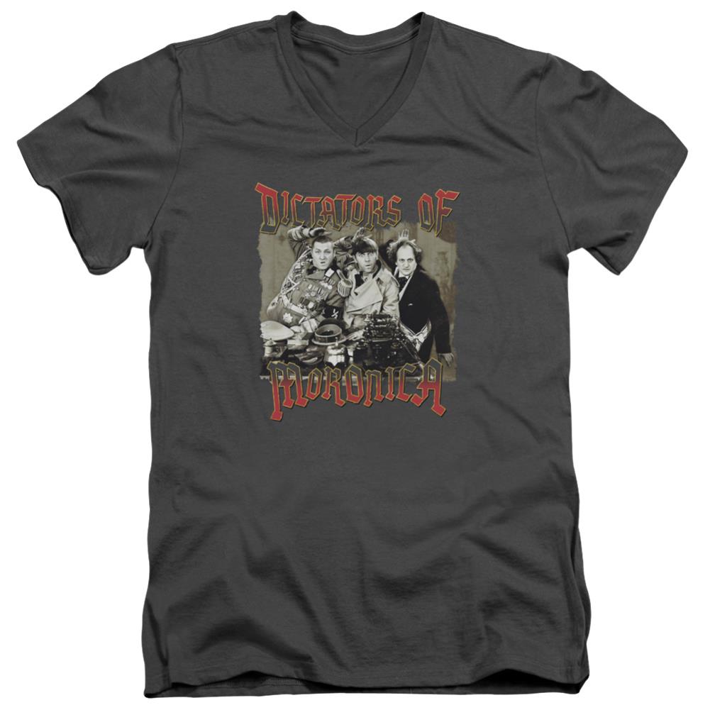 Three Stooges Moronica Men's 30/1 Cotton Slim V-Neck T-Shirt