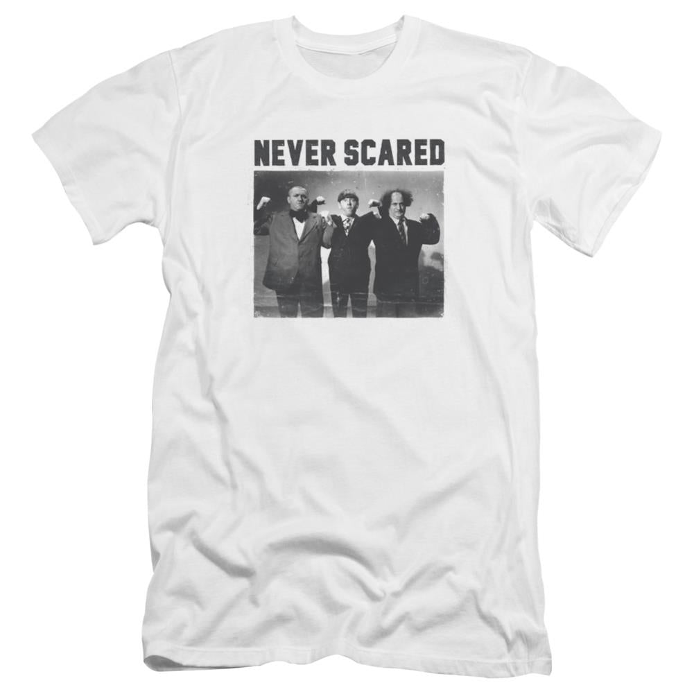Three Stooges Never Scared Men's Ultra-Soft 30/1 Cotton Slim Short-Sleeve T-Shirt