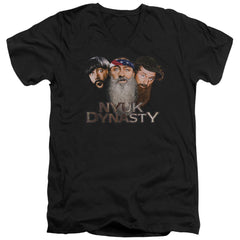 Three Stooges Nyuk Dynasty 2 Men's 30/1 Cotton Slim V-Neck T-Shirt