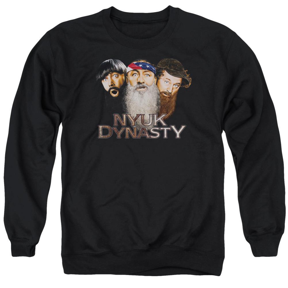 Three Stooges Nyuk Dynasty 2 Men's Crewneck 50 50 Poly Long-Sleeve T-Shirt