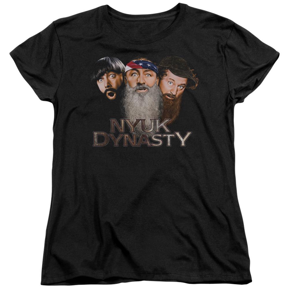 Three Stooges Nyuk Dynasty 2 Women's 18/1 Cotton Short-Sleeve T-Shirt