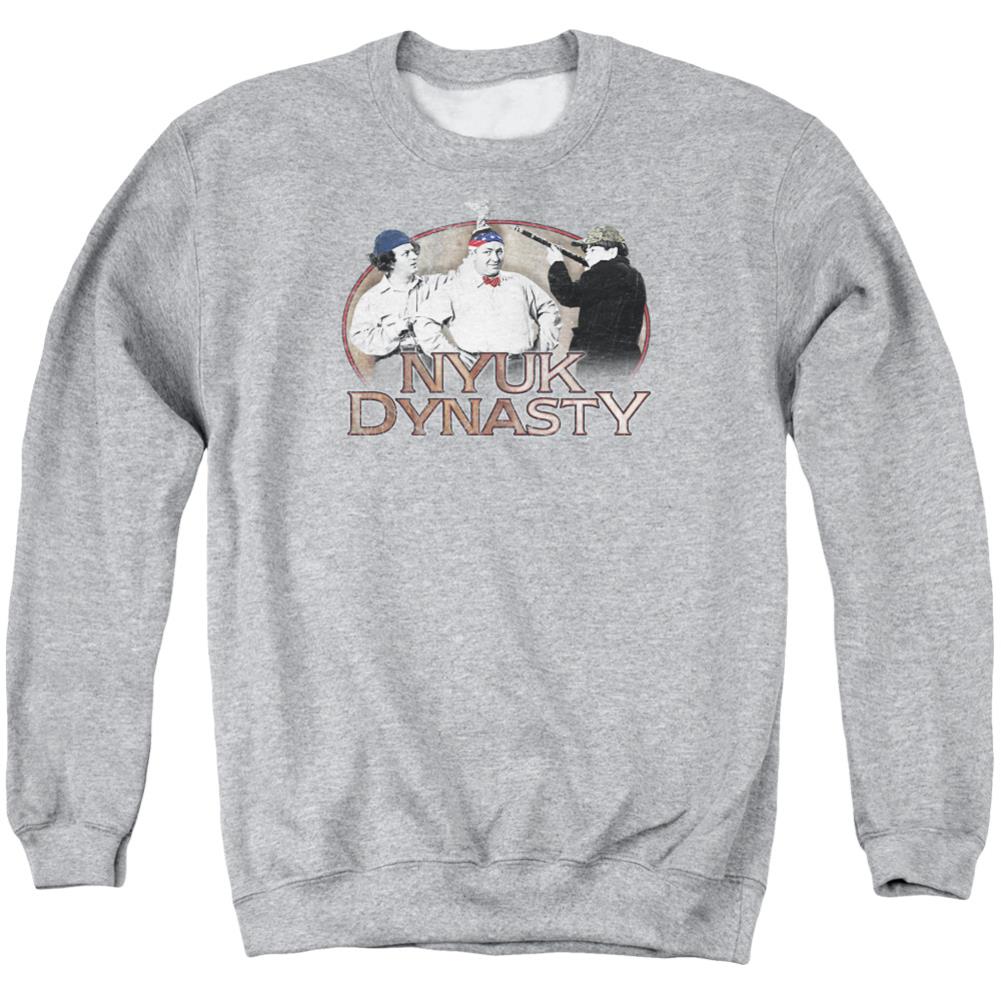 Three Stooges Nyuk Dynasty Men's Crewneck 50 50 Poly Long-Sleeve T-Shirt