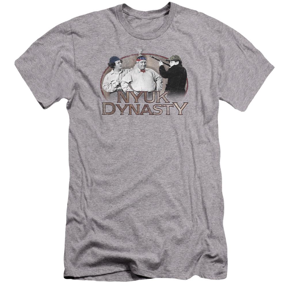 Three Stooges Nyuk Dynasty Men's Ultra-Soft 30/1 Cotton Slim Short-Sleeve T-Shirt