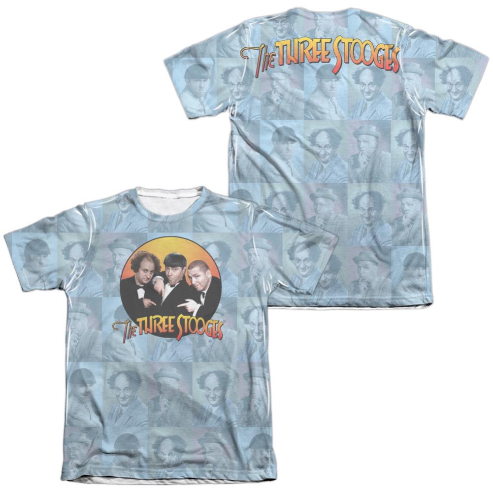 Three Stooges Portraits (Front/Back Print) Men's Regular Fit Poly Cotton Short-Sleeve T-Shirt