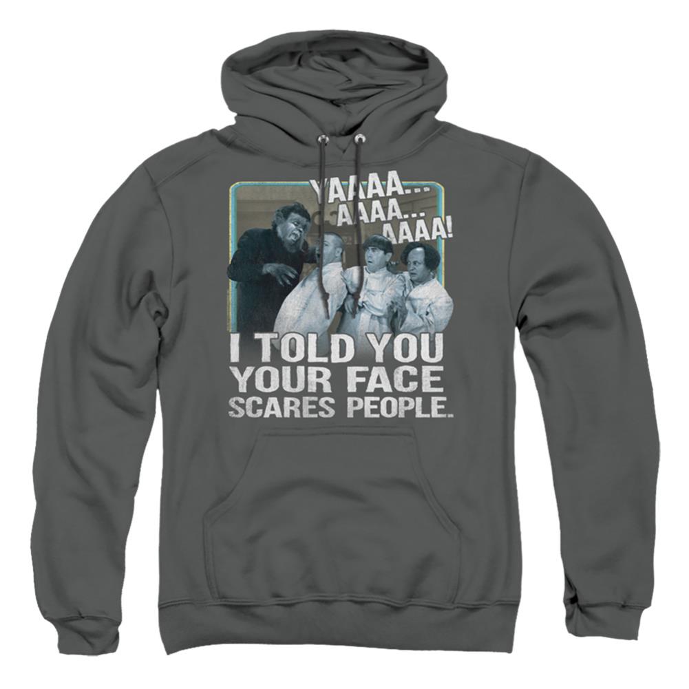 Three Stooges Scares People Men's Pull-Over 75 25 Poly Hoodie