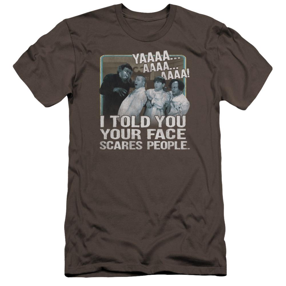 Three Stooges Scares People Men's Ultra-Soft 30/1 Cotton Slim Short-Sleeve T-Shirt