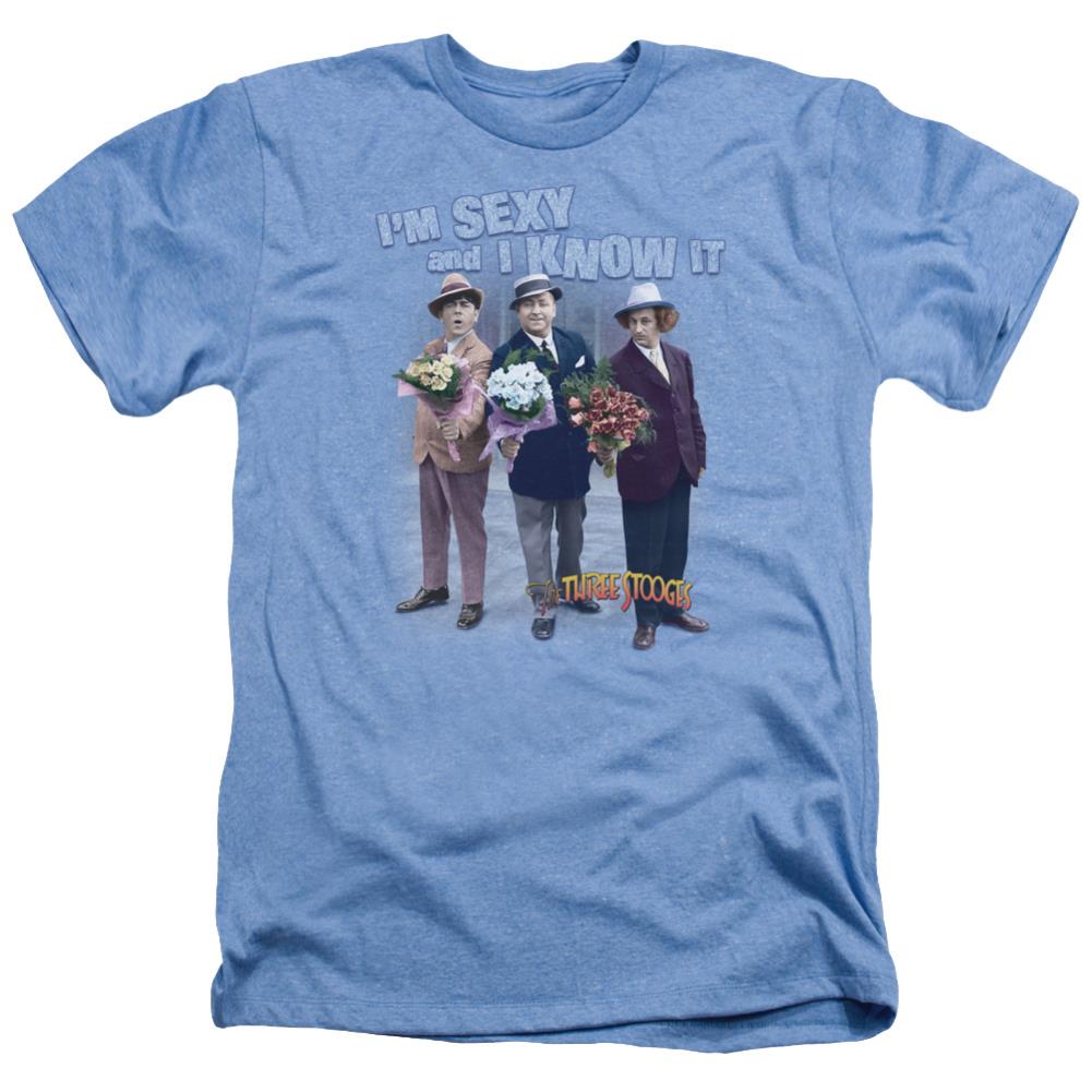 Three Stooges Sexy Men's 30/1 Heather 60 40 Poly Short-Sleeve T-Shirt