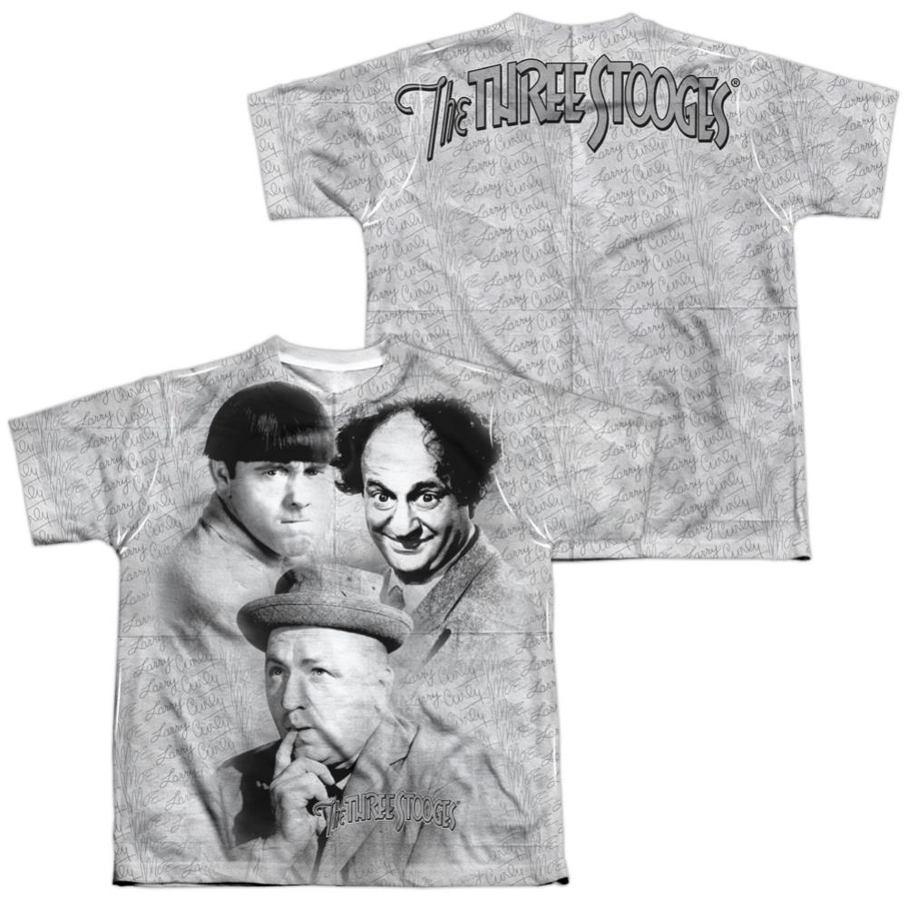 Three Stooges Signature (Front/Back Print) Youth Regular Fit Poly Short-Sleeve T-Shirt