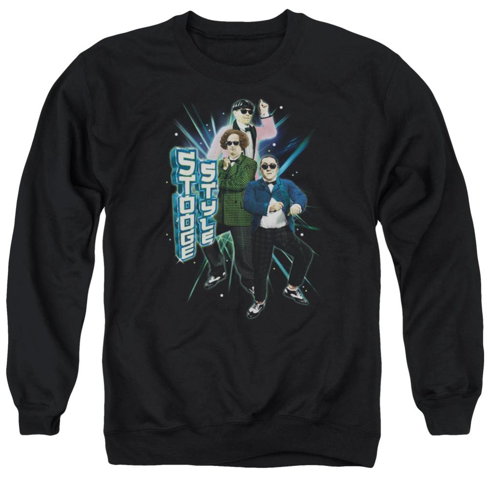 Three Stooges Stooge Style Men's Crewneck 50 50 Poly Long-Sleeve T-Shirt