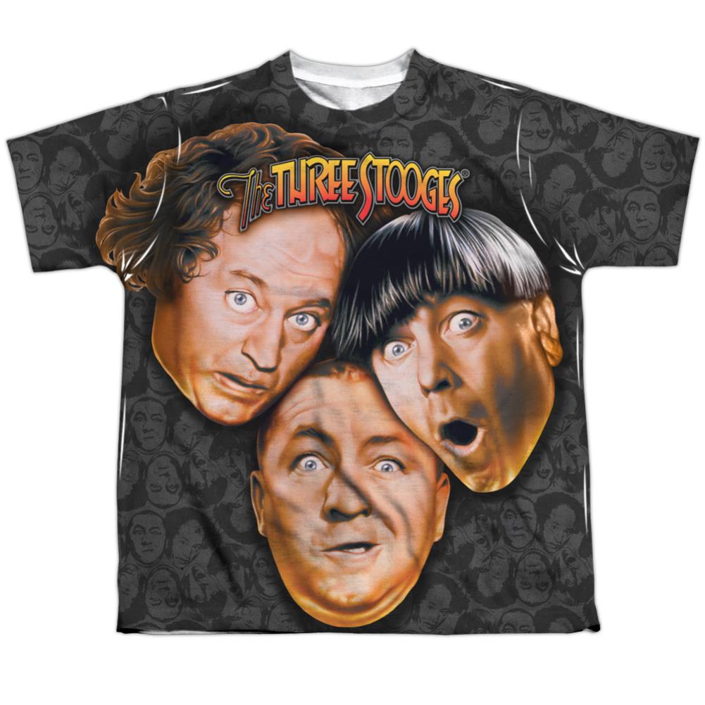Three Stooges Stooges All Over Youth Regular Fit Poly Short-Sleeve T-Shirt