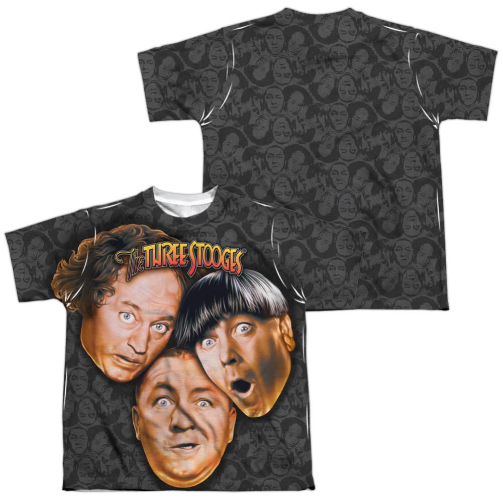 Three Stooges Stooges All Over Youth Regular Fit Poly Short-Sleeve T-Shirt
