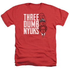 Three Stooges Three Dumb Nyuks Men's 30/1 Heather 60 40 Poly Short-Sleeve T-Shirt