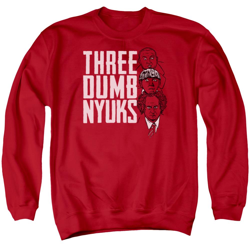 Three Stooges Three Dumb Nyuks Men's Crewneck 50 50 Poly Long-Sleeve T-Shirt