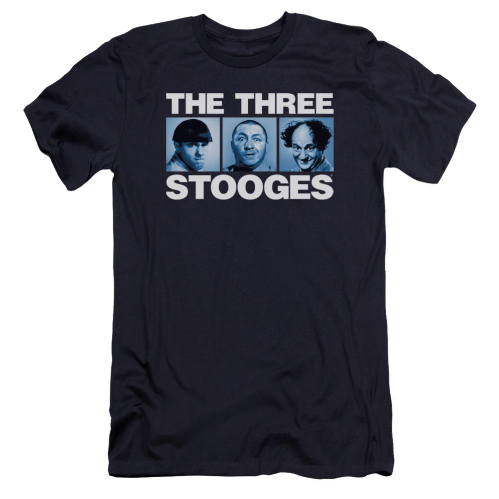 Three Stooges Three Squares Men's Ultra-Soft 30/1 Cotton Slim Short-Sleeve T-Shirt