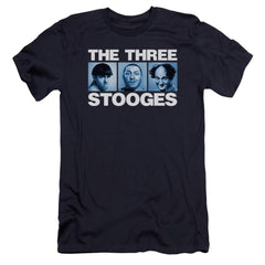 Three Stooges Three Squares Men's Ultra-Soft 30/1 Cotton Slim Short-Sleeve T-Shirt