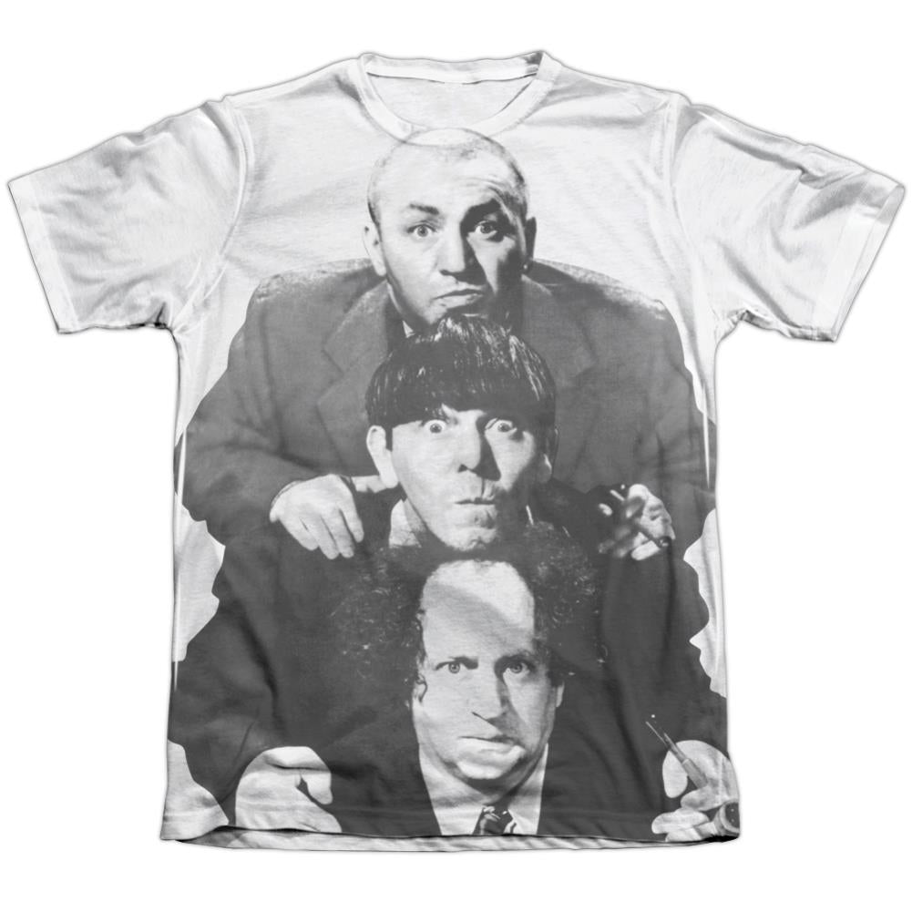 Three Stooges Three Stacked Men's Regular Fit Poly Cotton Short-Sleeve T-Shirt