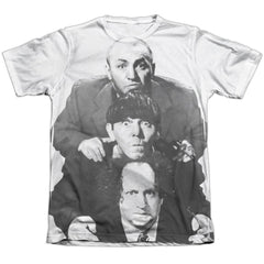 Three Stooges Three Stacked Men's Regular Fit Poly Cotton Short-Sleeve T-Shirt