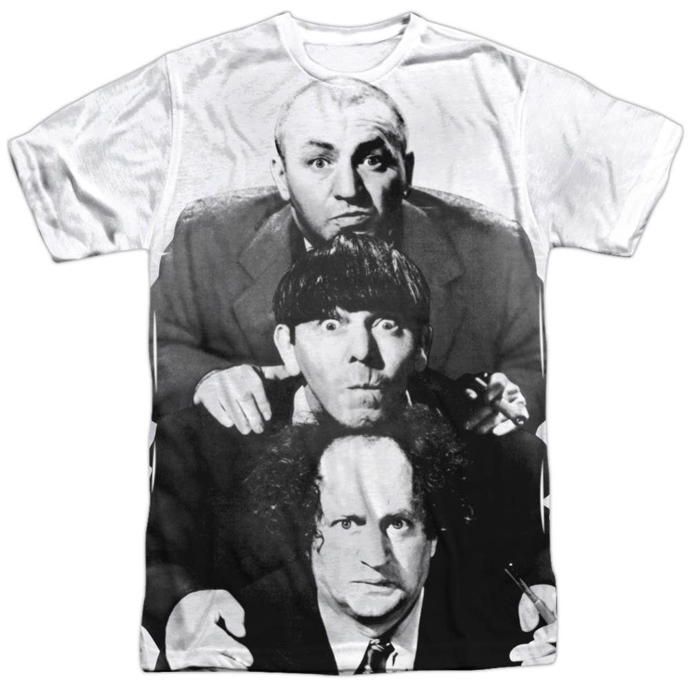 Three Stooges Three Stacked Men's Regular Fit Polyester Short-Sleeve T-Shirt