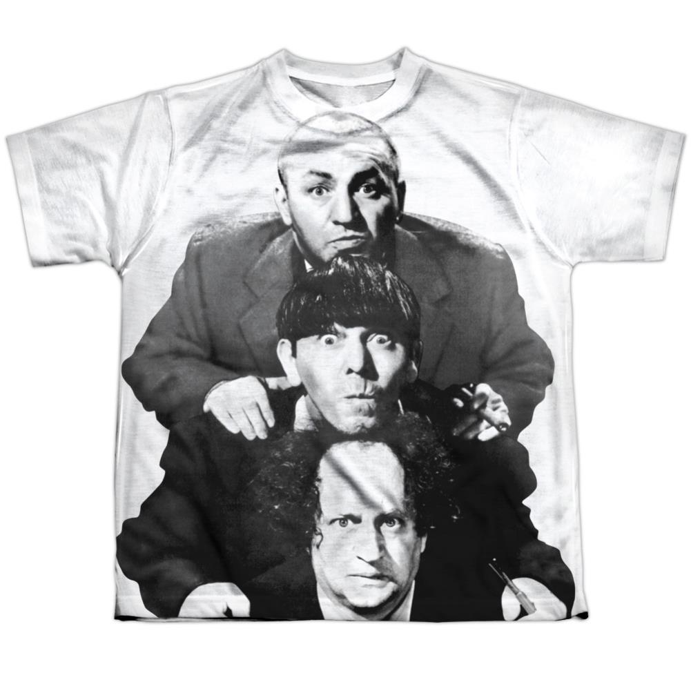 Three Stooges Three Stacked Youth Regular Fit Poly Short-Sleeve T-Shirt