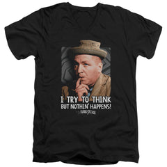 Three Stooges Try To Think Men's 30/1 Cotton Slim V-Neck T-Shirt