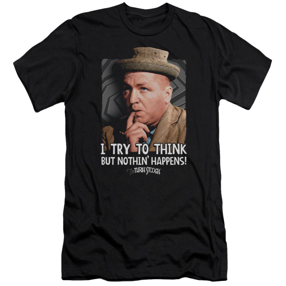 Three Stooges Try To Think Men's Ultra-Soft 30/1 Cotton Slim Short-Sleeve T-Shirt