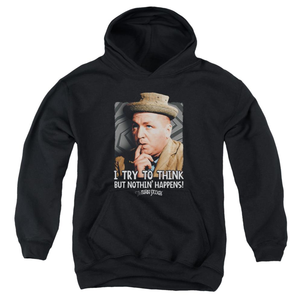 Three Stooges Try To Think Youth Cotton Poly Pull-Over Hoodie