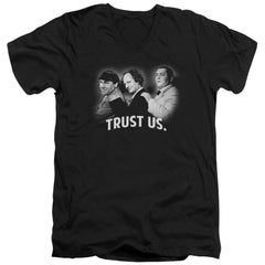 Three Stooges Turst Us Men's 30/1 Cotton Slim V-Neck T-Shirt
