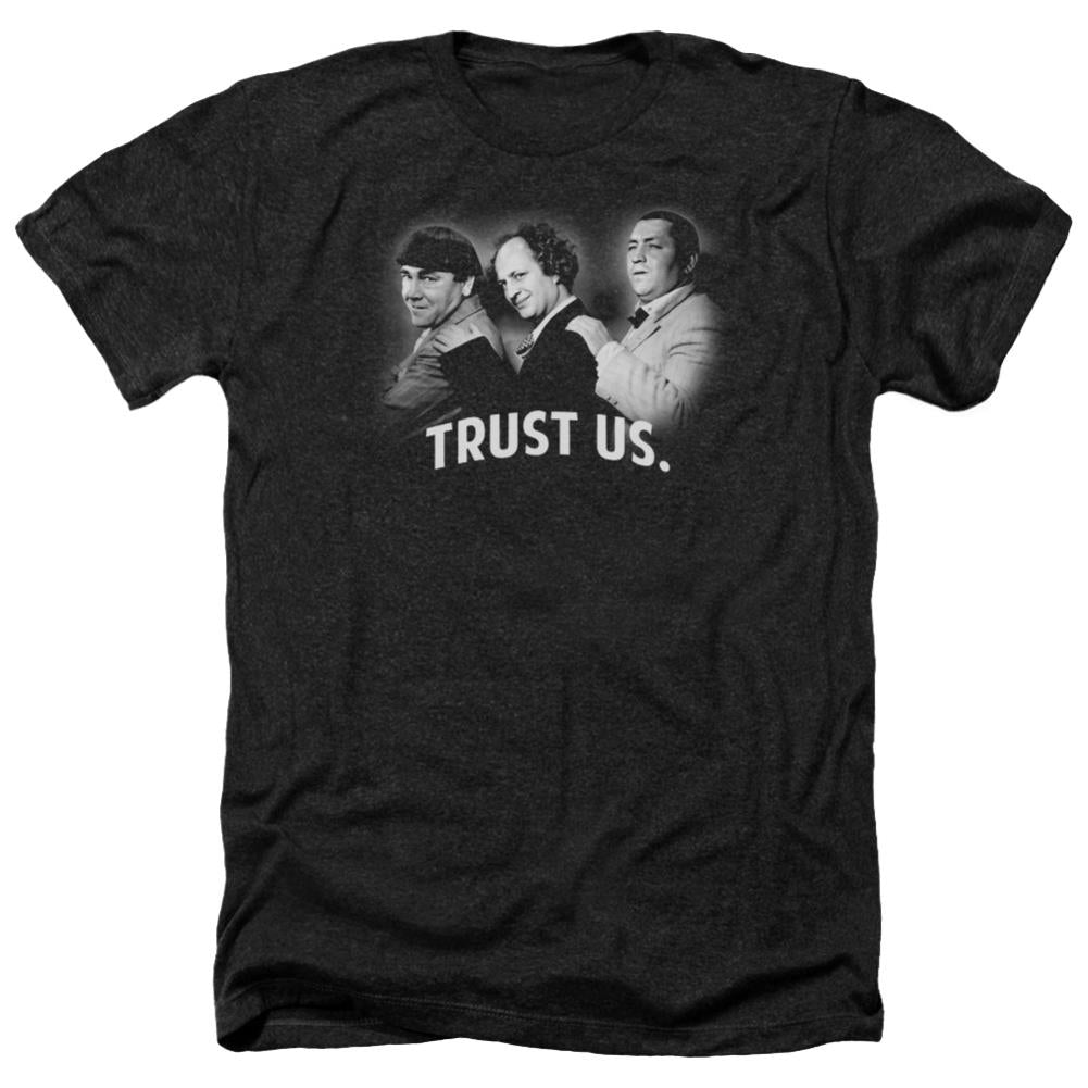 Three Stooges Turst Us Men's 30/1 Heather 60 40 Poly Short-Sleeve T-Shirt